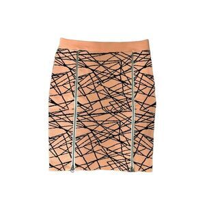 nation design new york womens new peach pink black bodycon mini skirt xs small